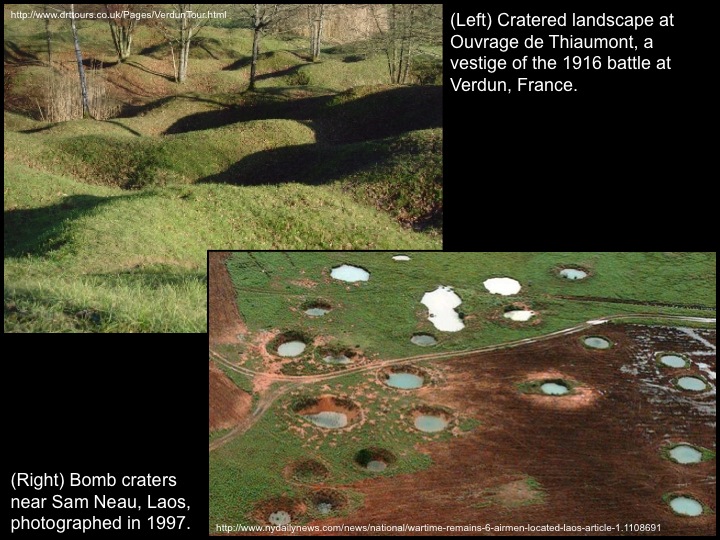 Two examples of "bombturbation" – from Verdun and Laos.